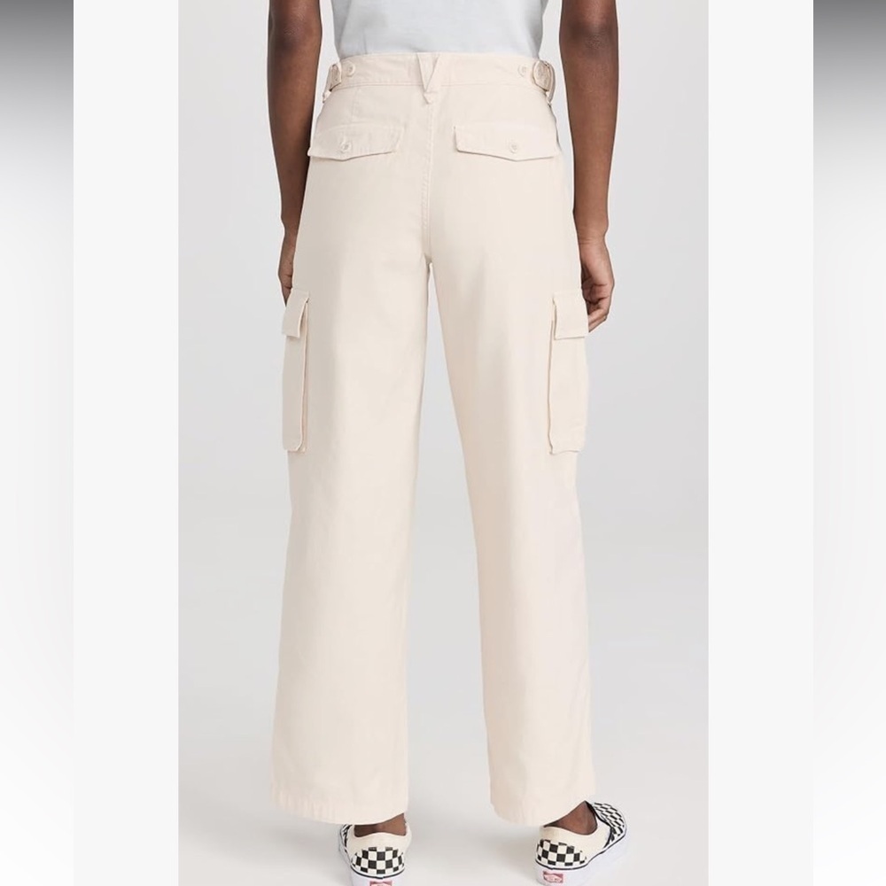 Madewell Women's Garment Dyed Low Slung Straight Cargo Pants Cream size 31 NWT - Picture 2 of 4